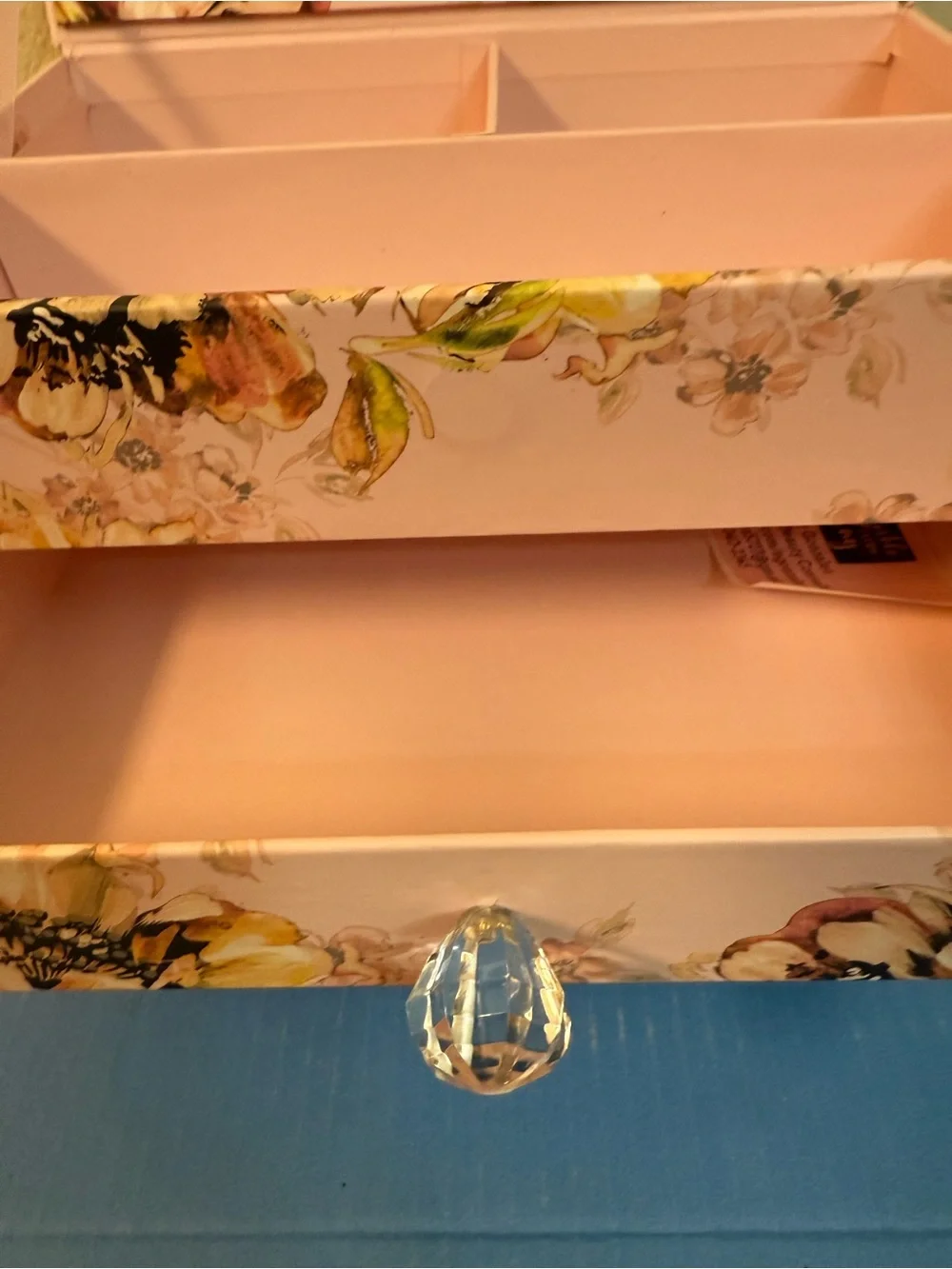 Pink Floral Jewelry Box with Mirror
